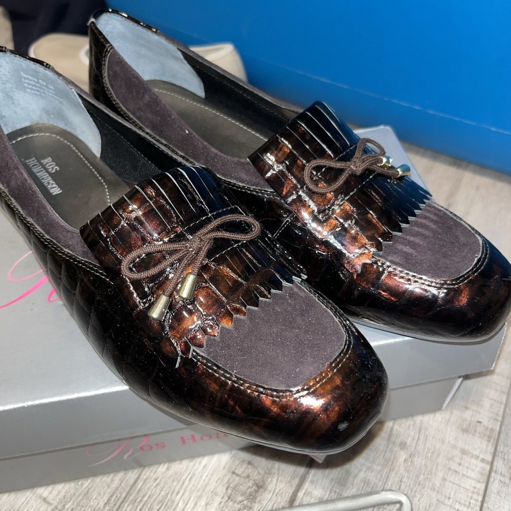 Ros Hommerson® Women's Teresa Croc Pat Leather/Suede Size 8 Nib